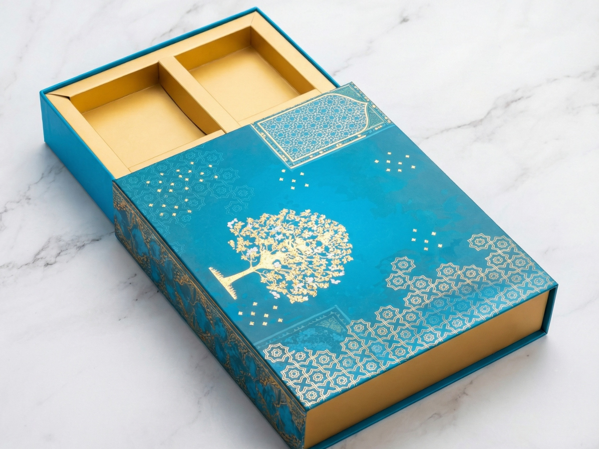 Indigo 4 Part Dry Fruit Box – 600 g | Luxury Partition Packaging