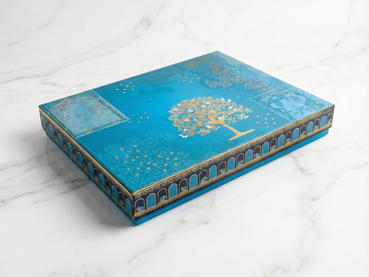 Indigo 4 Part Dry Fruit Box – 600 g | Luxury Partition Packaging