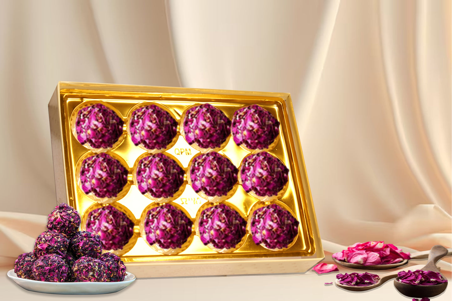 Classic Laddu Box (Window) Purple & Golden Base 24 Pcs