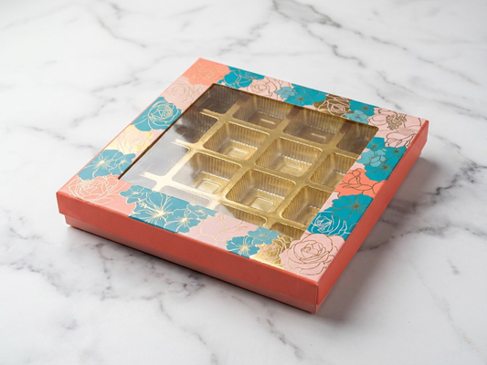 Florecent Window Chocolate Box – 16 Pieces | Premium Chocolate Packaging