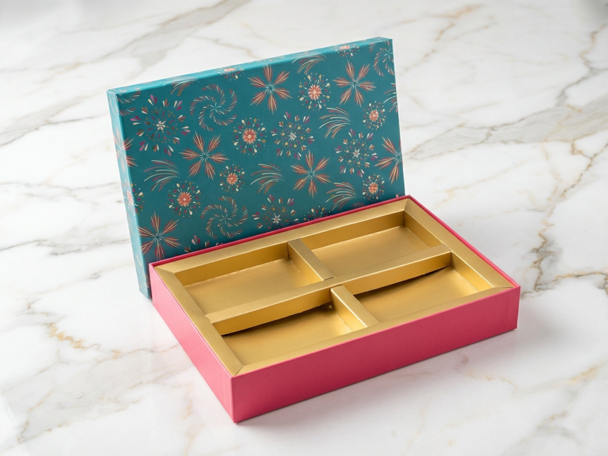 Regal 4 Part Dry Fruit Box – 800 g | Premium Large-Format Partition Packaging