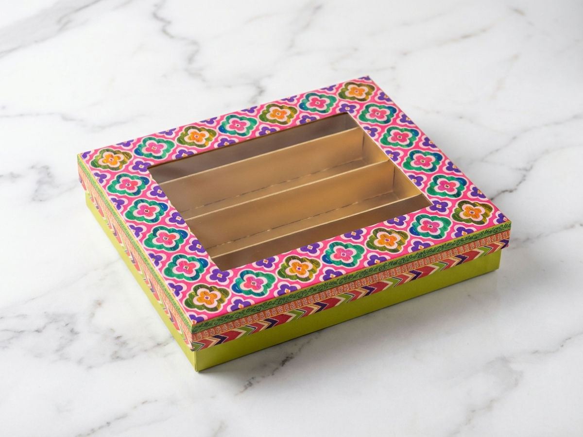 Batik Window Sweet Box – 500g | Premium Mithai Packaging