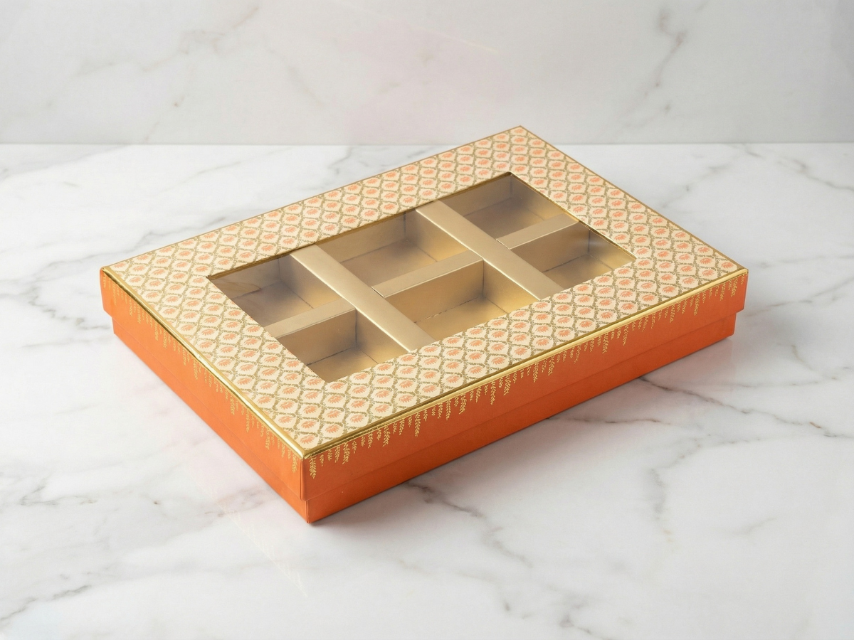 Regal Window 6 Part Dry Fruit Box – 900 g | Premium Window Partition Packaging