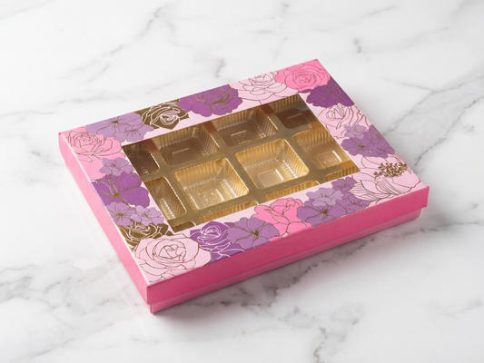 Florecent Window Chocolate Box – 12 Pieces | Premium Chocolate Packaging