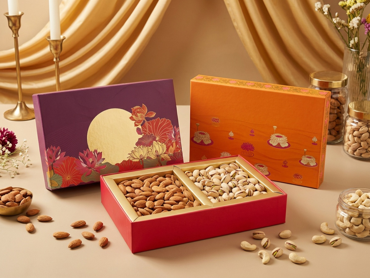 New Kamal 2 Part Dry Fruit Box – 200–300 g | Premium Partition Packaging