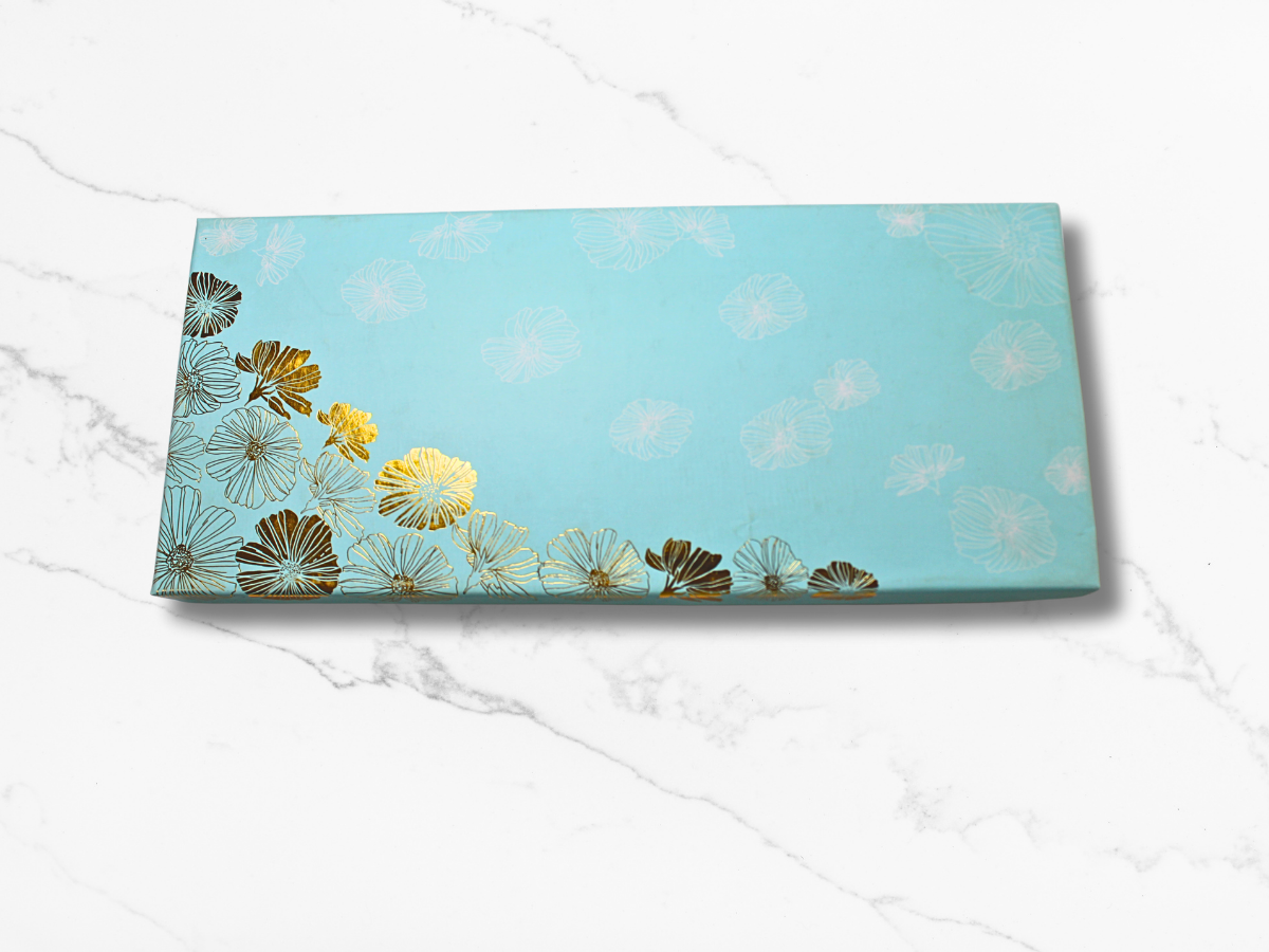 Gold Roses Blue (Covered) Chocolate Box - 21 PCS