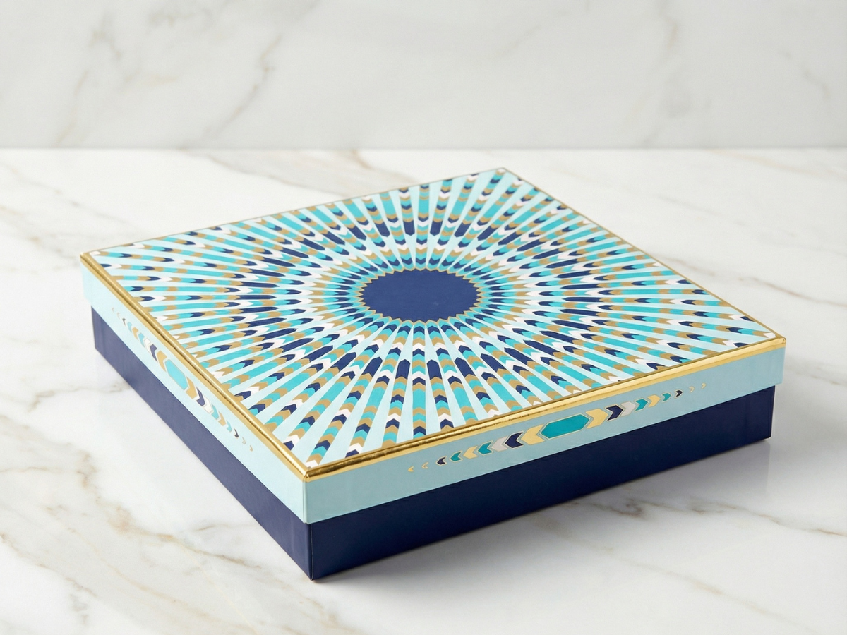 New Square 4 Part Dry Fruit Box – 400 g | Luxury Square Partition Packaging