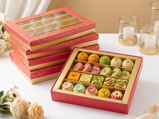 Elegant Window Sweet Box – 500g | Premium Mithai Packaging