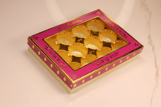 Classic Laddu Box (Window) - Purple & Golden Base 12 Pcs