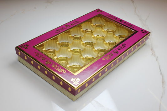Classic Laddu Box (Window) Purple & Golden Base 24 Pcs