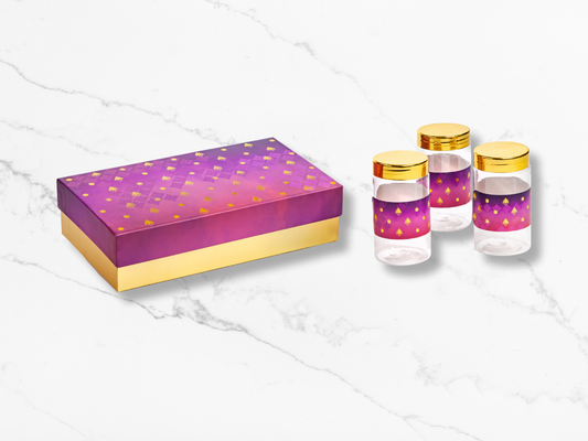 Boota Plastic Jar Box (Covered) Purple - 3 Pcs