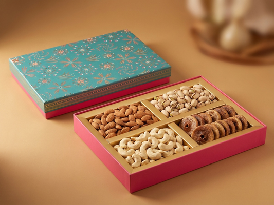 Regal 4 Part Dry Fruit Box – 800 g | Premium Large-Format Partition Packaging