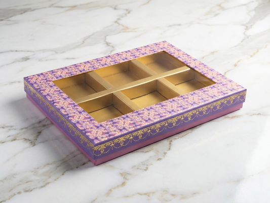 Royal Window 6 Part Dry Fruit Box – 450 g | Premium Window Partition Packaging