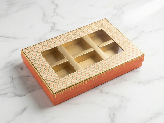 Regal Window 6 Part Dry Fruit Box – 900 g | Premium Window Partition Packaging