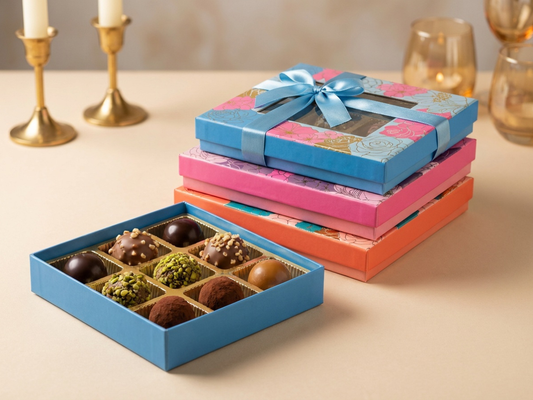 Florecent Window Chocolate Box – 9 Pcs | Premium Chocolate Packaging