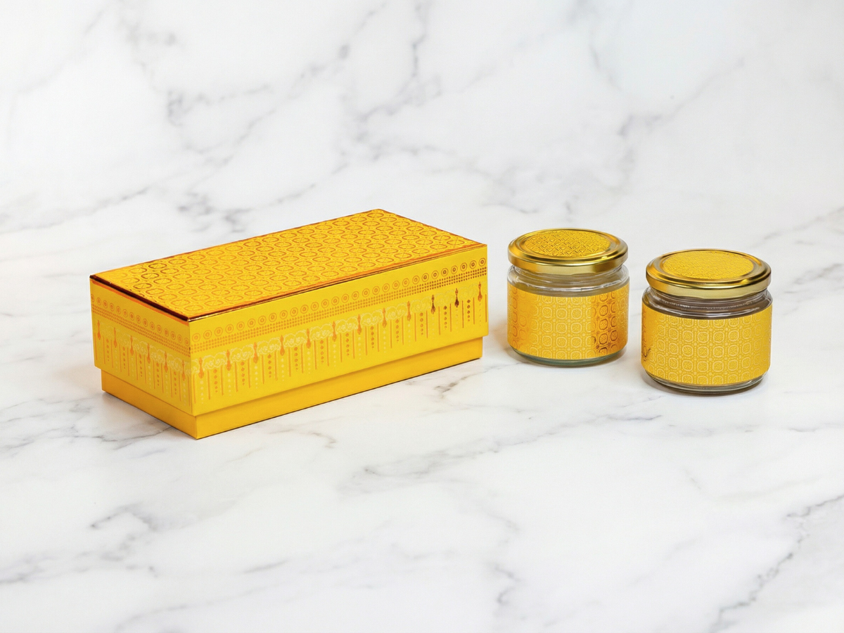 Elegant 2 Round Jar hamper| Luxury Glass Jar Gift Box