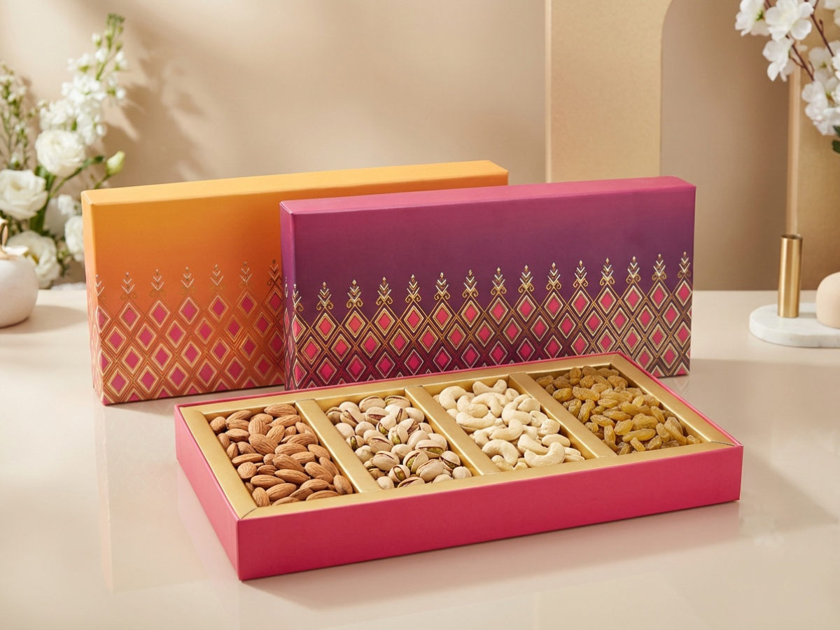 Ruby Purple (Covered) Dryfruit Box 4 part