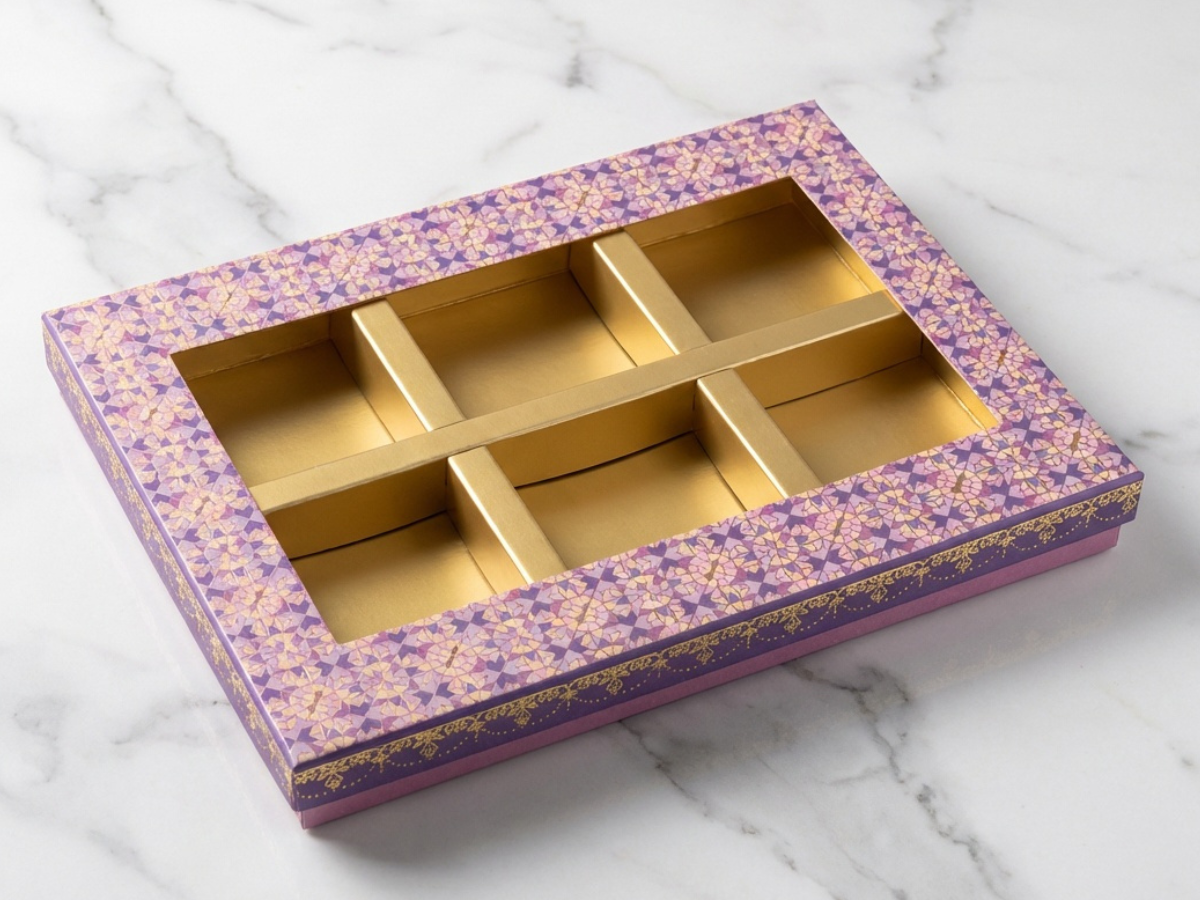 Royal Window 6 Part Dry Fruit Box – 450 g | Premium Window Partition Packaging