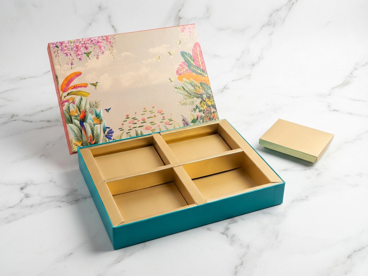 Royal Covered 4 Part Dry Fruit Box – 400–800 g | Premium Partition Packaging