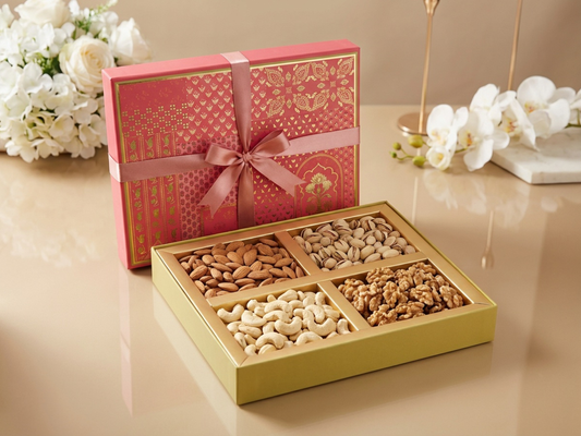 New Trinity 4 Part Dry Fruit Box – 600 g | Luxury Partition Packaging