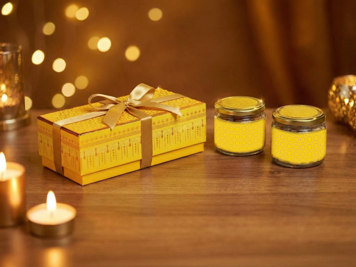 Elegant 2 Round Jar hamper| Luxury Glass Jar Gift Box