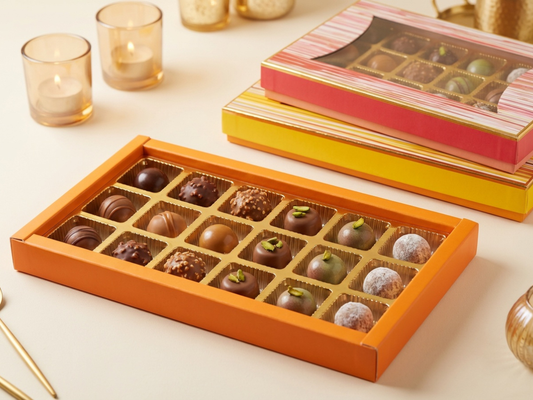 Canvas Yellow Chocolate Box (Window) 18 Pcs