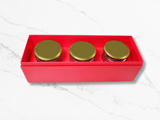 Floral Round Jar Box  (Red Color) - 3 PCS