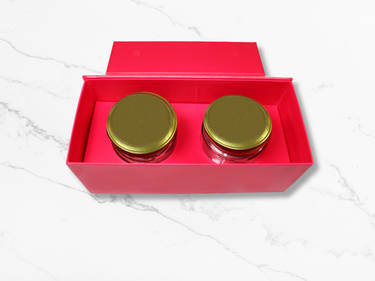 Floral Round Jar Magnet Box  (Red Color)  - 2 PCS