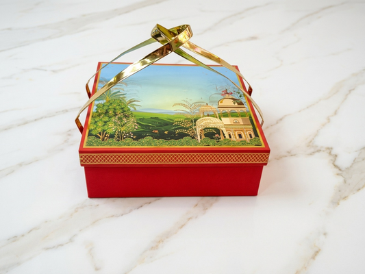 Jade Luxury Hamper Box with Round Jars & Mithai Tray | Premium Festive Hamper Packaging