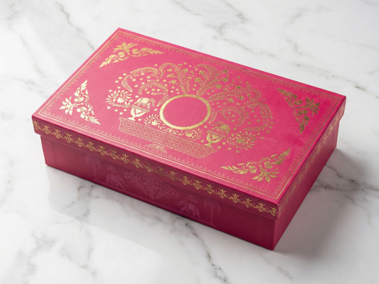 Marvel Luxury Hamper Box with Square Jars & Mithai Tray | Premium Festive Hamper Packaging